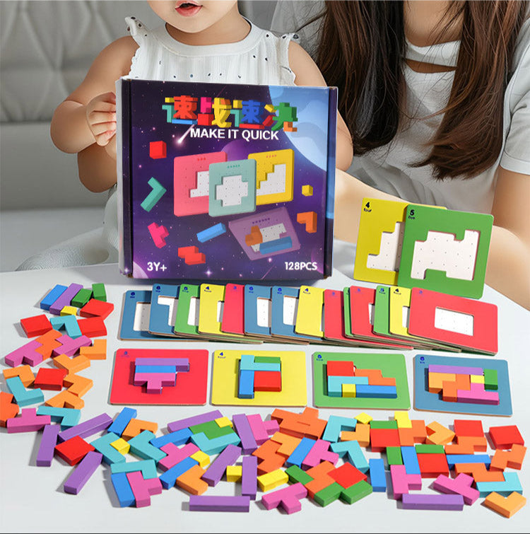 Blocuri de construcție Jocuri educaționale Jucării interactive părinte-copil (128 blocuri)