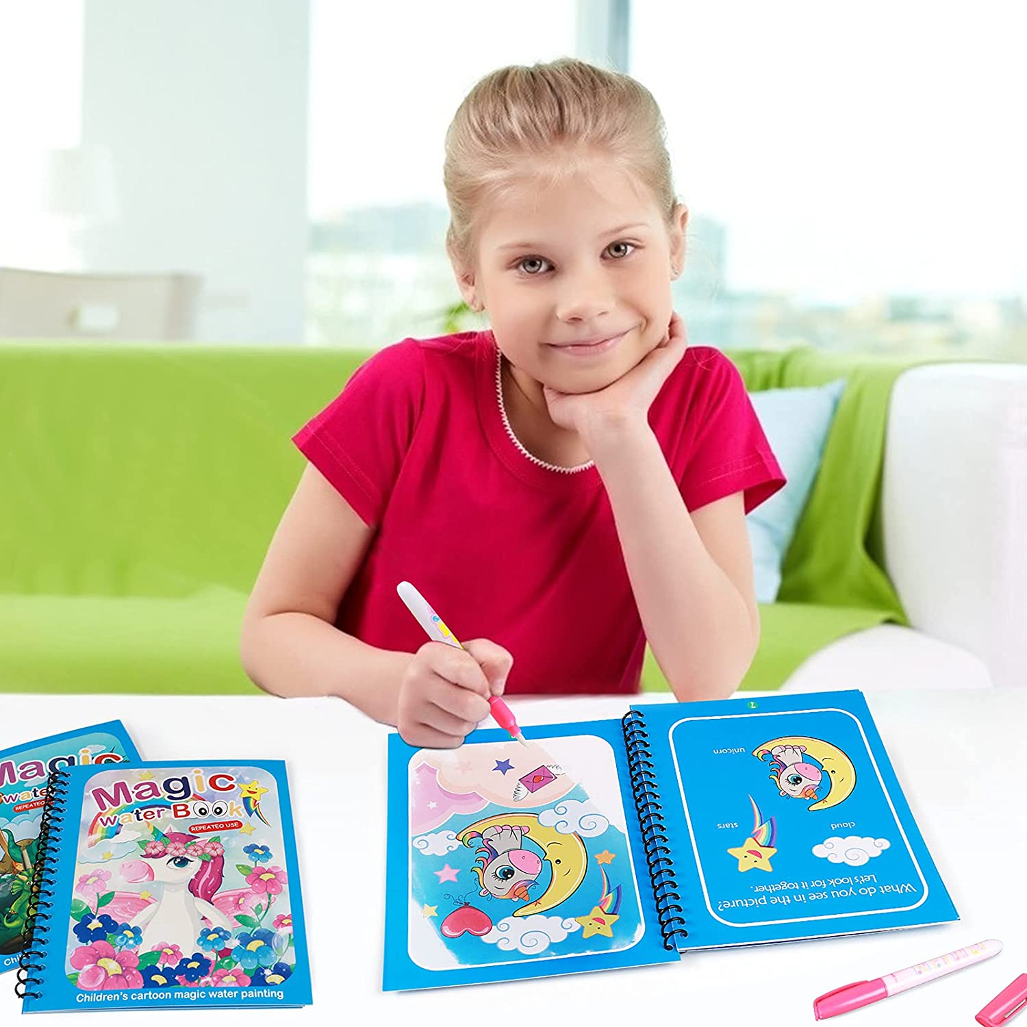 Set 3 Cărți Magice Reutilizabile de Colorat cu Apă | Coloris