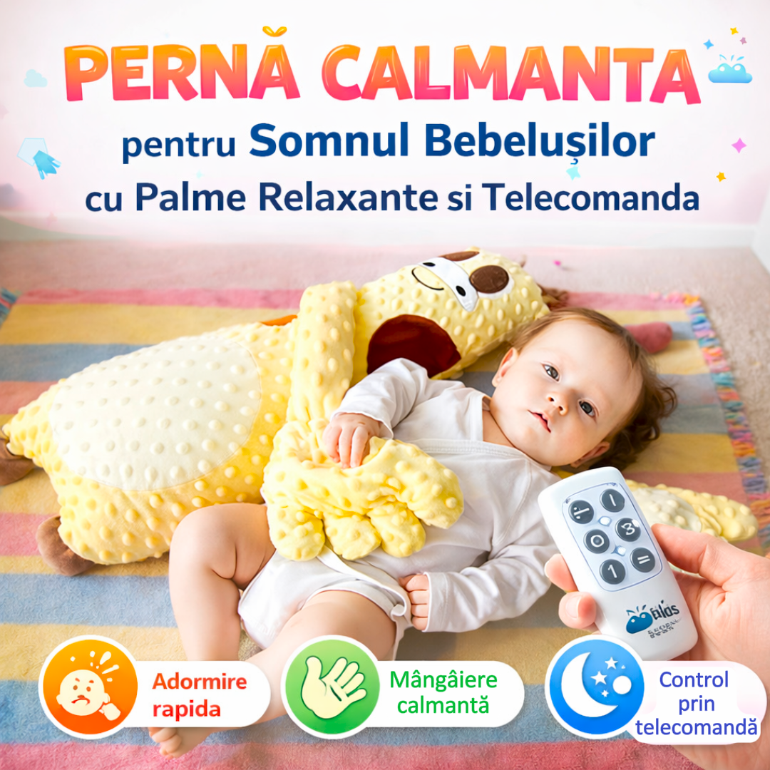 Pernă cu Palme Relaxante pentru Somnul Beblușilor| PufiKids®